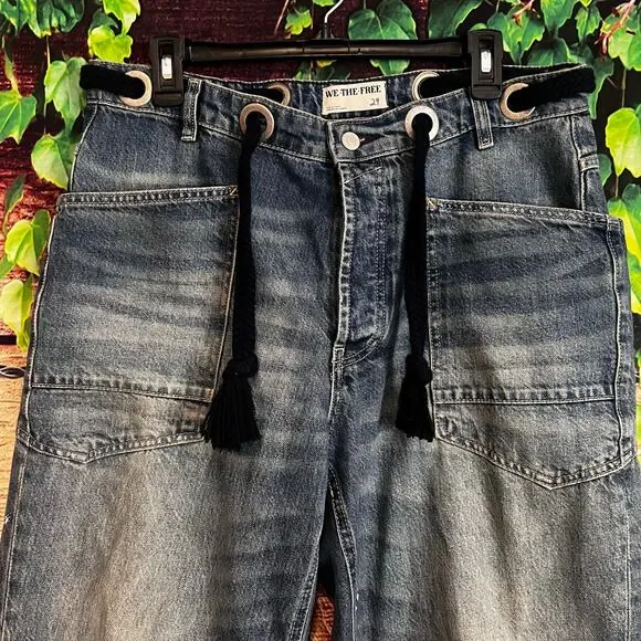 Free People We The Free Moxie Pull-On Barrel Jeans Size 29 Painter Wide Leg - Picture 3 of 6